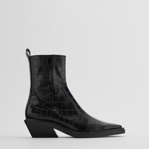 Animal print cowboy heeled boot